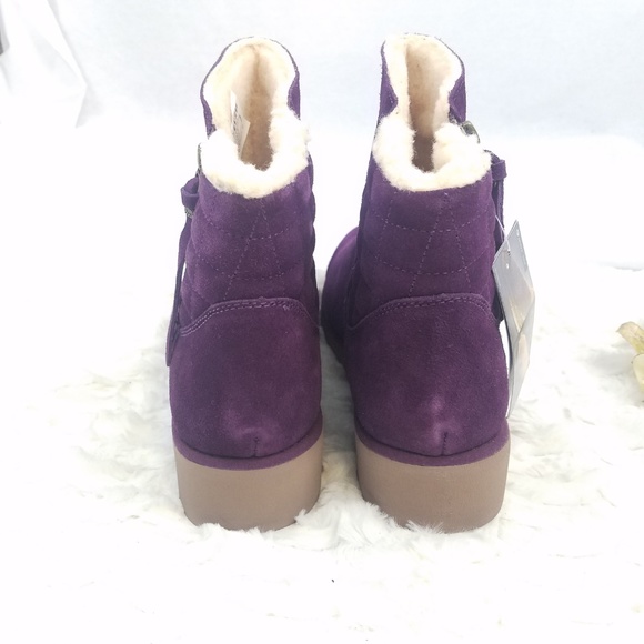 bearpaw megan suede sheepskin bootie